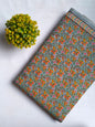 Grey Floral Vine Screen Print Pure Cotton Fabric From Tulsi Prints