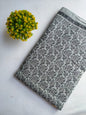 Grey Floral Vine Screen Print Pure Cotton Fabric From Tulsi Prints
