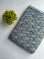 Dusty Blue Floral Vine Screen Print Pure Cotton Fabric From Tulsi Prints