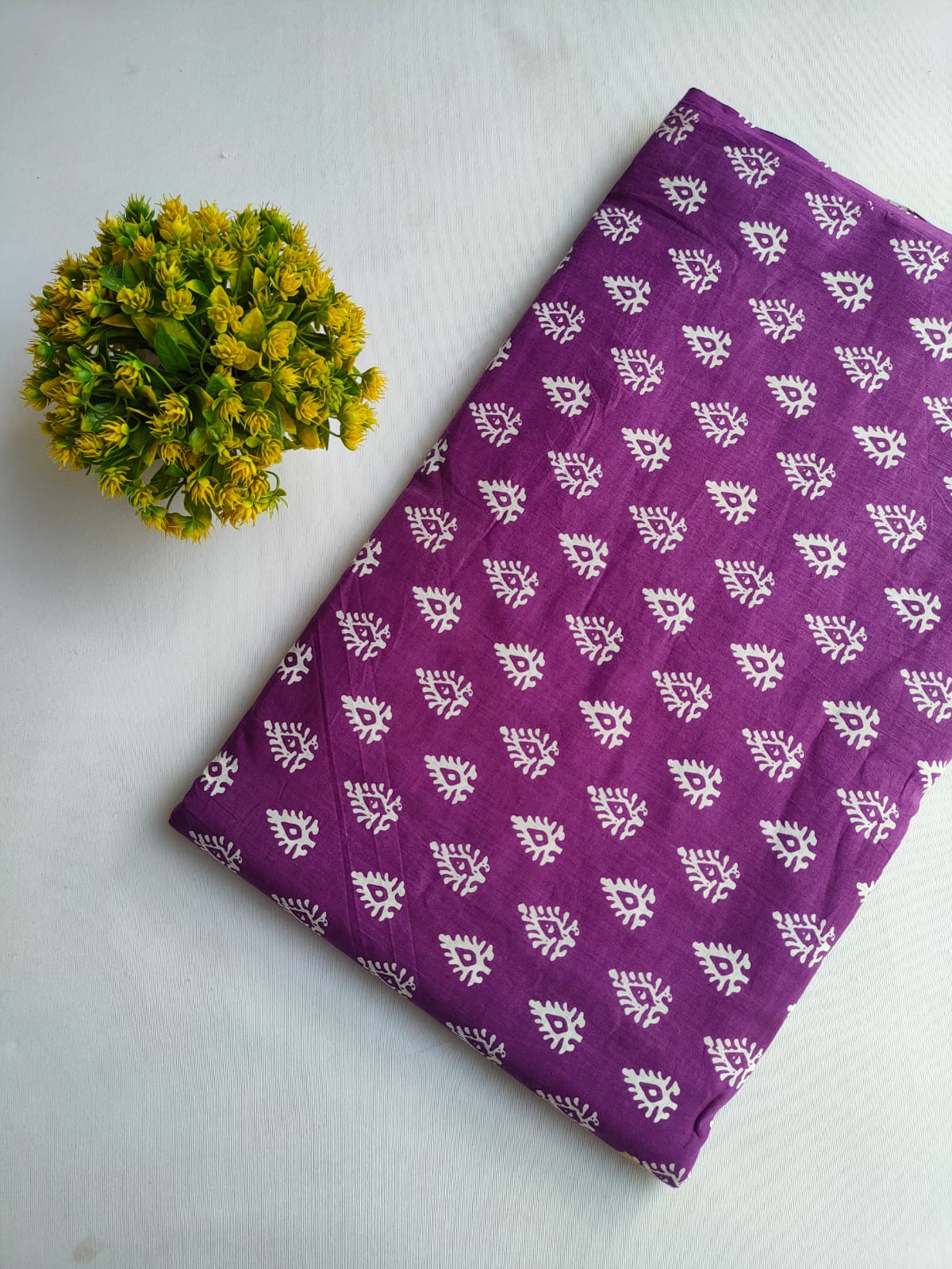 Purple Butta Screen Print Pure Cotton Fabric From Tulsi Prints
