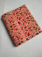 Peach Floral Paisley Sanganeri Print Pure Cotton Fabric From Tulsi Prints