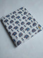White Blue Elephant Motif Sanganeri Hand Block Print Pure Cotton Fabric From Tulsi Prints