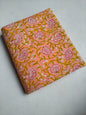 Peach Floral Vine Sanganeri Hand Block Print Pure Cotton Fabric From Tulsi Prints