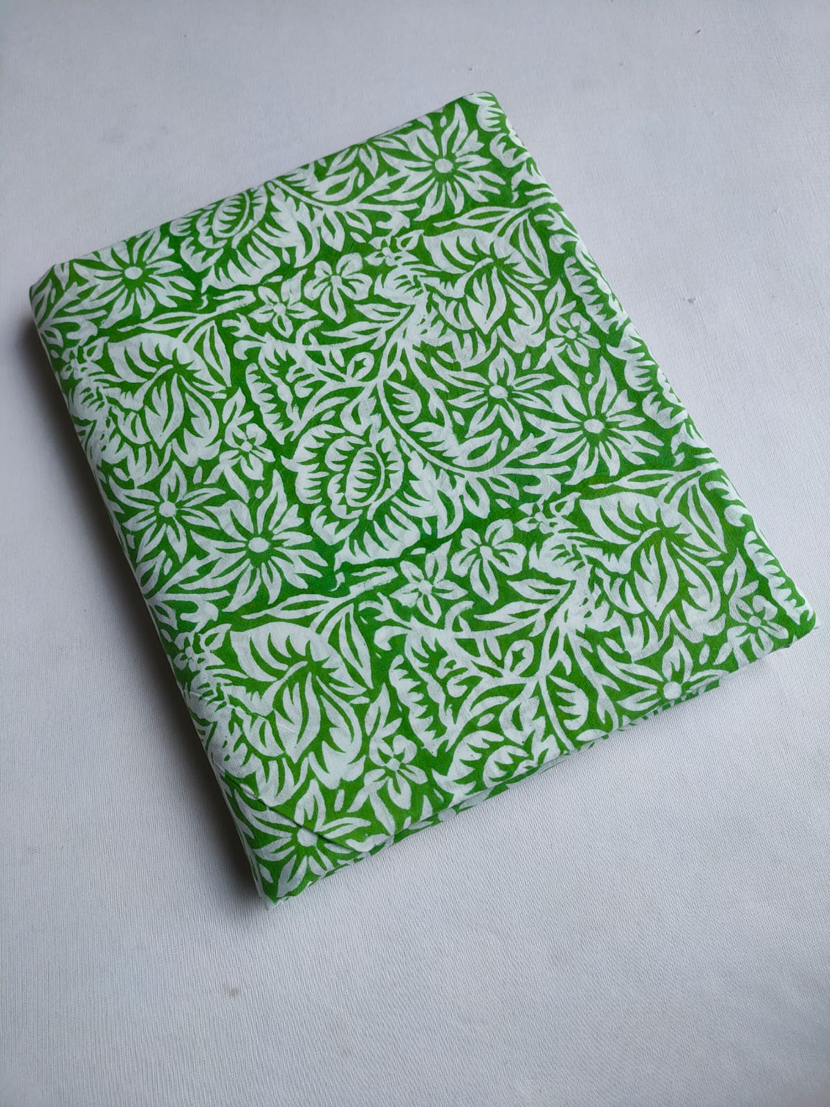 Green Floral Vine Sanganeri Hand Block Print Pure Cotton Fabric From Tulsi Prints
