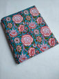 Turquoise Blue Floral Vine Jaipuri Hand Block Print Pure Cotton Fabric From Tulsi Prints