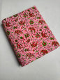 Pink Floral Vine Sanganeri Hand Block Print Pure Cotton Fabric From Tulsi Prints