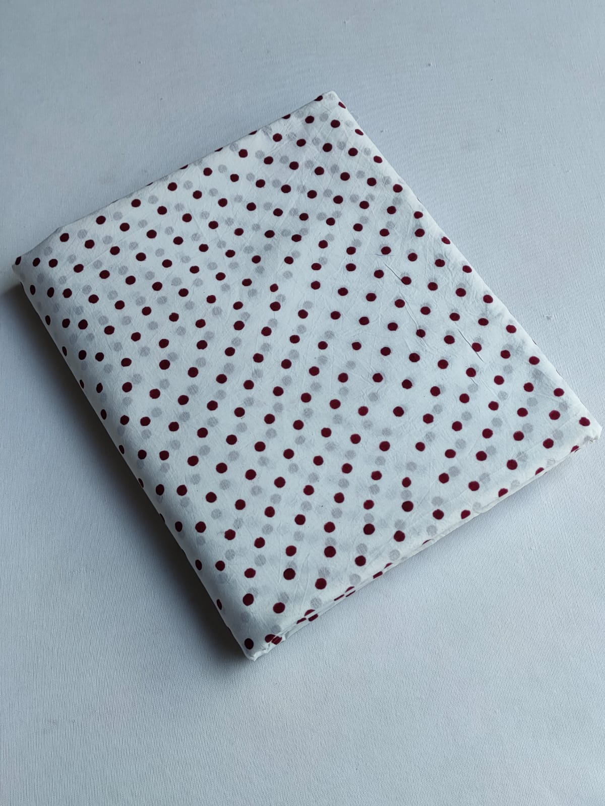 White Polka Dot Sanganeri Block Print Pure Cotton Fabric From Tulsi Prints