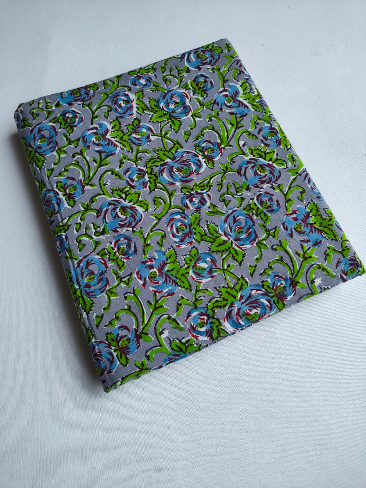 Grey Floral Vine Jaipuri Hand Block Print Pure Cotton Fabric From Tulsi Prints