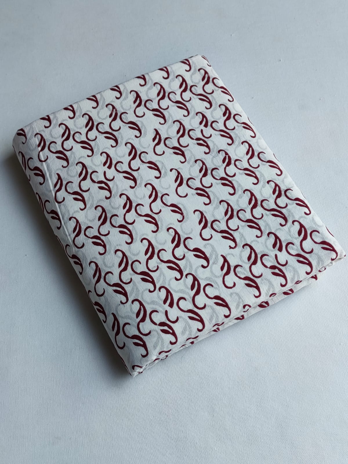 Off White Paisley Motif Sanganeri Block Print Pure Cotton Fabric From Tulsi Prints