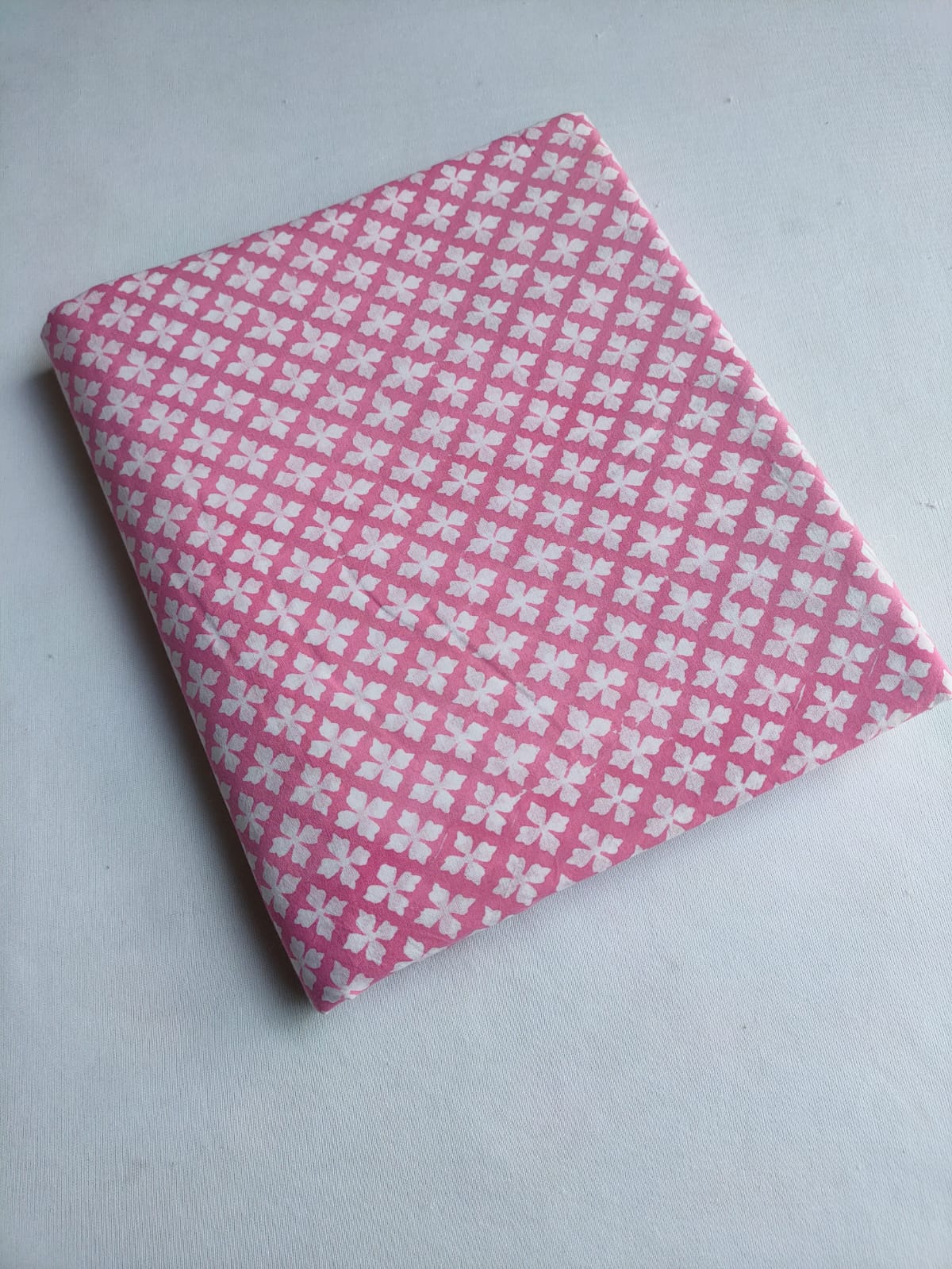 Pink Small Buti Jaipuri Hand Block Print Pure Cotton Fabric From Tulsi Prints