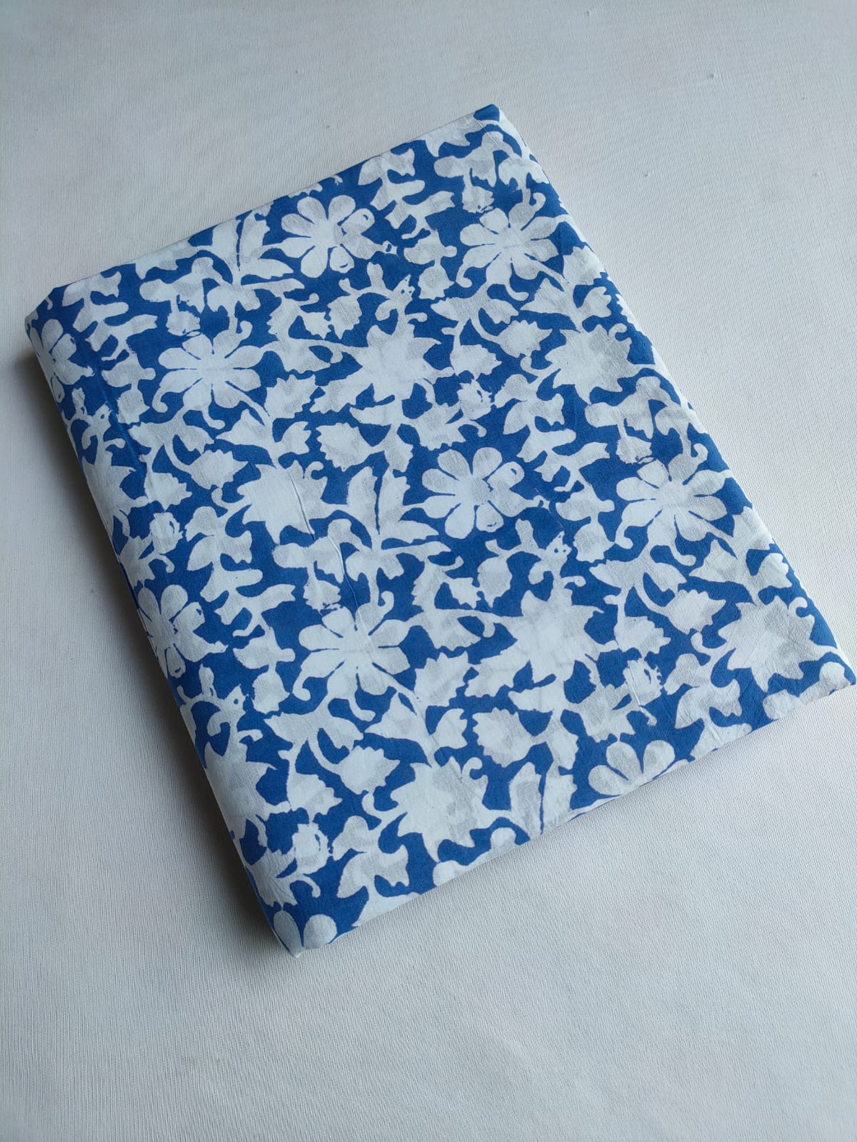 Blue Floral Sanganeri Hand Block Print Pure Cotton Fabric From Tulsi Prints