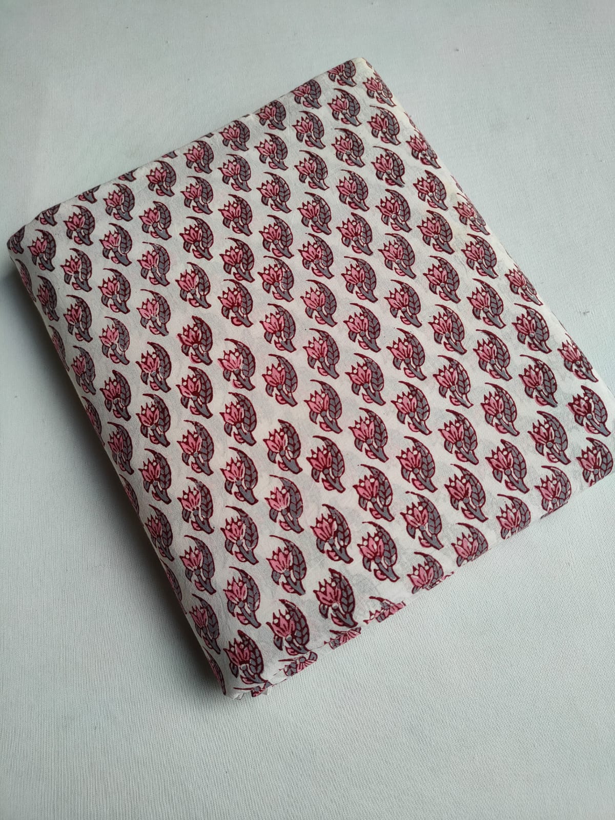 Off White Floral Booti Sanganeri Hand Block Print Pure Cotton Fabric From Tulsi Prints