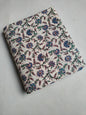 Off White Blue Floral Vine Jaipuri Hand Block Print Pure Cotton Fabric From Tulsi Prints