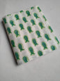 Off White Green Paisley Motif Jaipuri Hand Block Print Pure Cotton Fabric From Tulsi Prints
