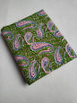 Green Paisley Sanganeri Hand Block Print Pure Cotton Fabric From Tulsi Prints