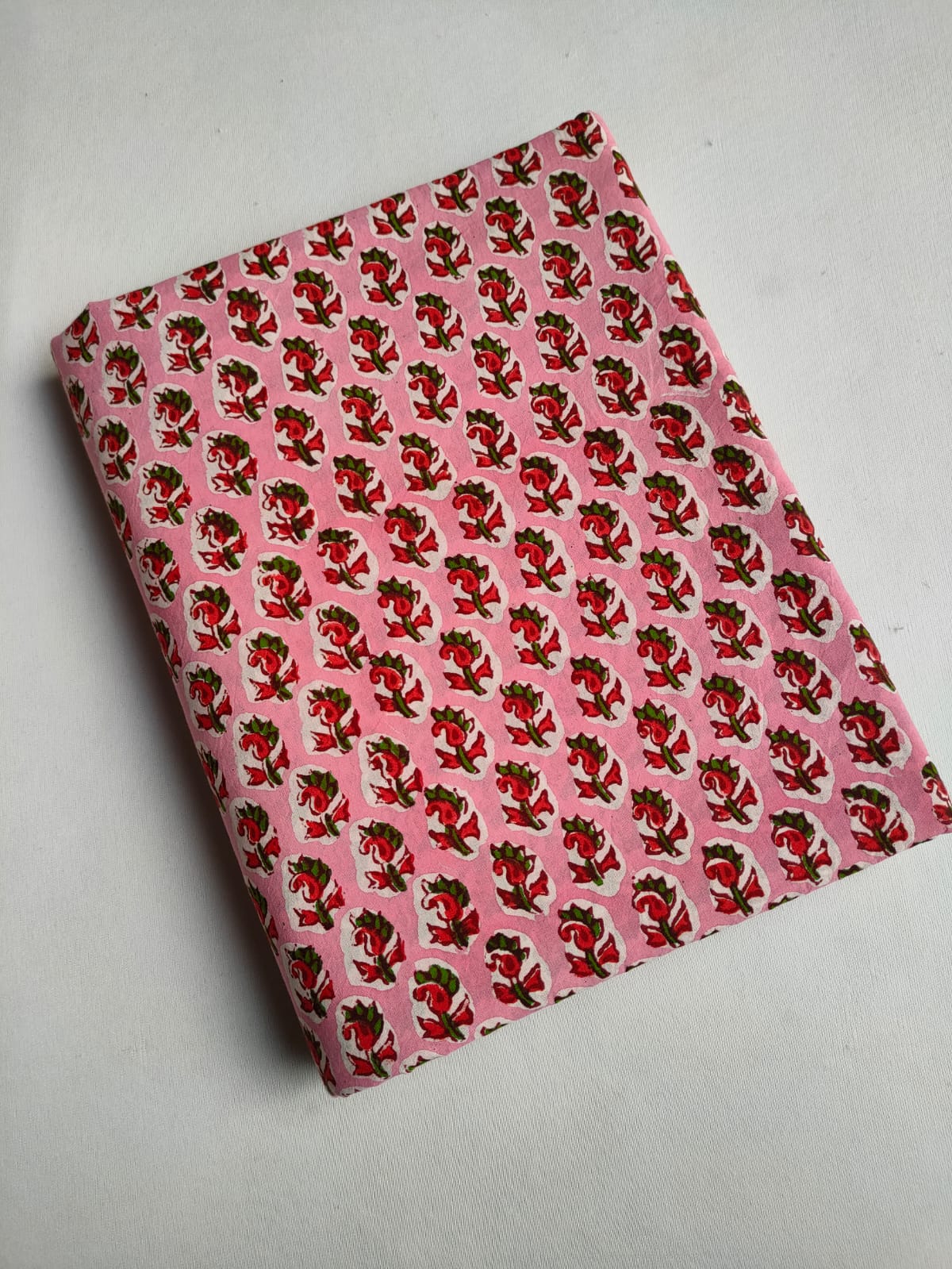 Pink Boota Print Sanganeri Block Print Pure Cotton Fabric From Tulsi Prints