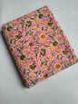 Pink Floral Vine Jaipuri Hand Block Print Pure Cotton Fabric From Tulsi Prints