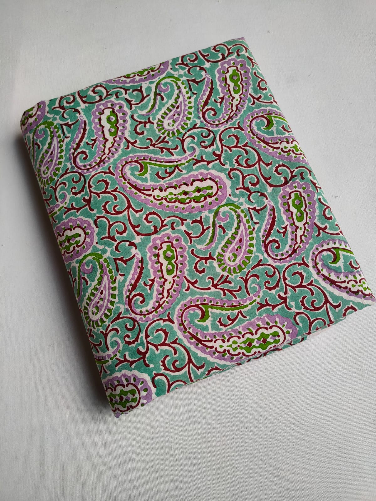 Mint Green Paisley Motif Sanganeri Print Pure Cotton Fabric From Tulsi Prints