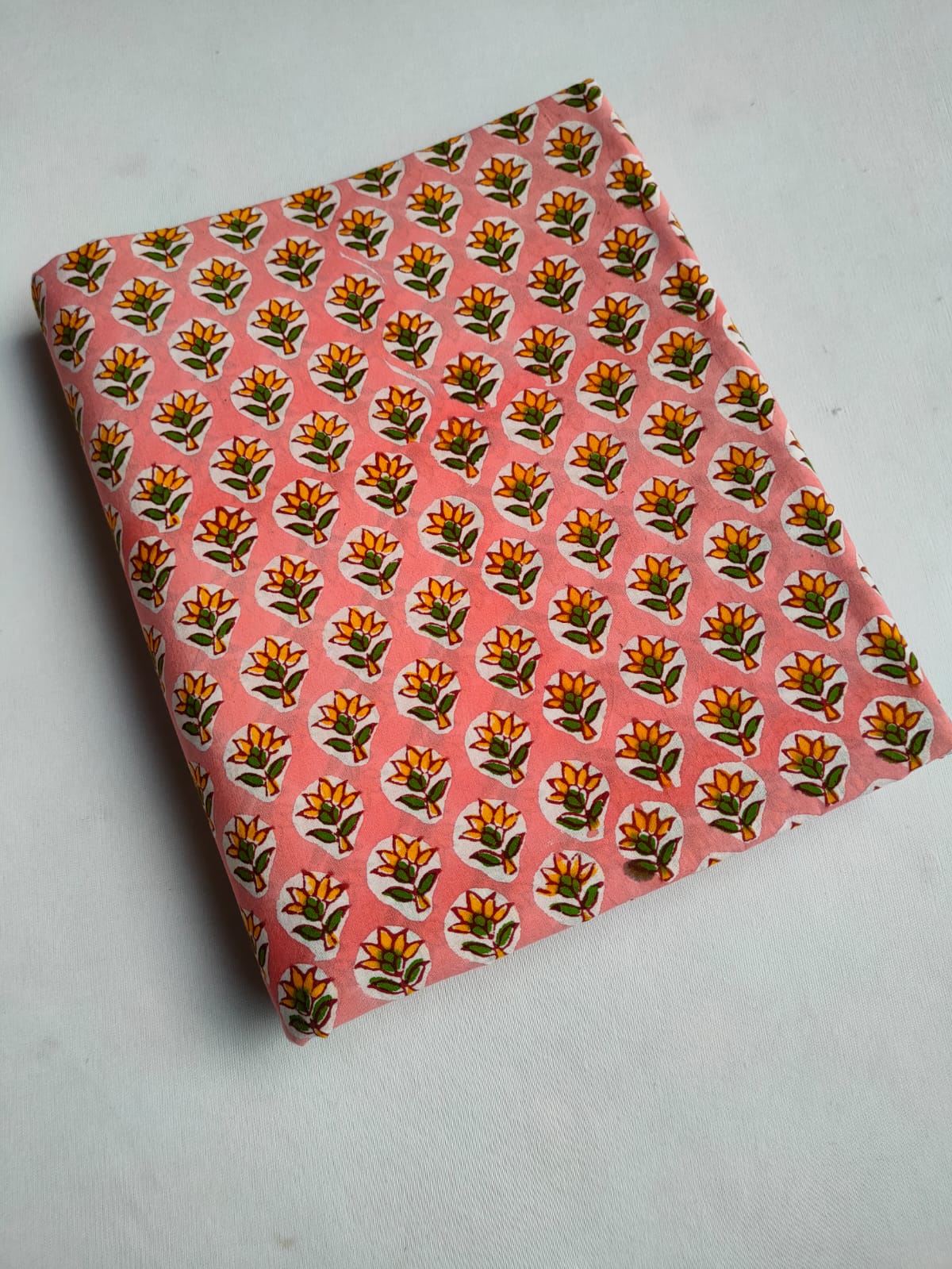 Pink Floral Booti Sanganeri Hand Block Print Pure Cotton Fabric From Tulsi Prints
