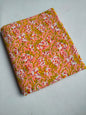Peach Floral Vine Sanganeri Block Print Pure Cotton Fabric From Tulsi Prints