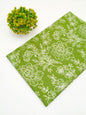 Olive Green Floral Screen Print Pure Cotton Fabric