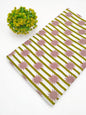 Olive Green Striped Sunburst Screen Print Pure Cotton Fabric