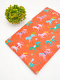 Coral Horse Motif Screen Print Pure Cotton Fabric
