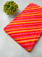 Red and Pink Striped Screen Print Pure Cotton Fabric From Tulsi Prints