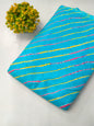 Turquoise Striped Screen Print Pure Cotton Fabric From Tulsi Prints