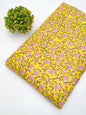 Yellow Floral Vine Screen Print Pure Cotton Fabric From Tulsi Prints