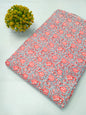 Close-up of Grey Floral Screen Print Pure Cotton Fabric from Tulsi Prints