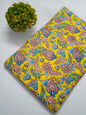 Yellow Paisley Floral Screen Print Pure Cotton Fabric From Tulsi Prints
