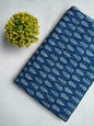 Navy Blue Leafy Vine Screen Print Pure Cotton Fabric From Tulsi Prints