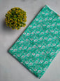 Mint Green Floral Vine Jaipuri Hand Block Print Pure Cotton Fabric From Tulsi Prints