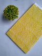 Yellow Floral Vine Sanganeri Block Print Pure Cotton Fabric From Tulsi Prints