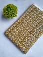 Mustard Yellow Floral Vine Jaipuri Block Print Pure Cotton Fabric From Tulsi Prints
