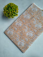 Beige Floral Vine Sanganeri Hand Block Print Pure Cotton Fabric From Tulsi Prints