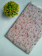 Beige Floral Vine Sanganeri Hand Block Print Pure Cotton Fabric From Tulsi Prints