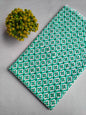 White And Green Geometric Lattice Jaipuri Block Print Pure Cotton Fabric Fabric From Tulsi Prints