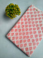Off White Pink Shell Motif Jaipuri Block Print Pure Cotton Fabric From Tulsi Prints