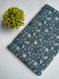 Navy Blue Floral Screen Print Pure Cotton Fabric From Tulsi Prints
