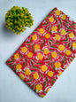 Red Floral Vine Sanganeri Block Print Pure Cotton Fabric From Tulsi Prints
