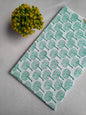 White And Green Tree Motif Jaipuri Hand Block Print Pure Cotton Fabric From Tulsi Prints