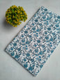 White Blue Floral Vine Sanganeri Hand Block Print Pure Cotton Fabric From Tulsi Prints
