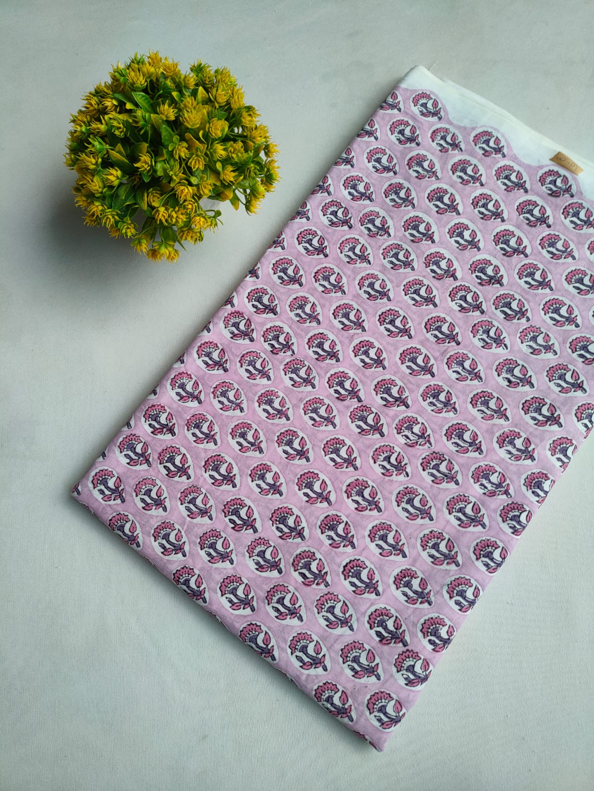 Pink Floral Boota Sanganeri Hand Block Print Pure Cotton Fabric Fabric From Tulsi Prints