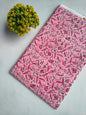 Pink Floral Vine Sanganeri Hand Block Print Pure Cotton Fabric From Tulsi Prints