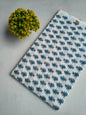 White Blue Floral Booti Jaipuri Hand Block Print Pure Cotton Fabric From Tulsi Prints