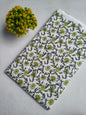 White and Green Floral Vine Jaipuri Hand Block Print Pure Cotton Fabric From Tulsi Prints