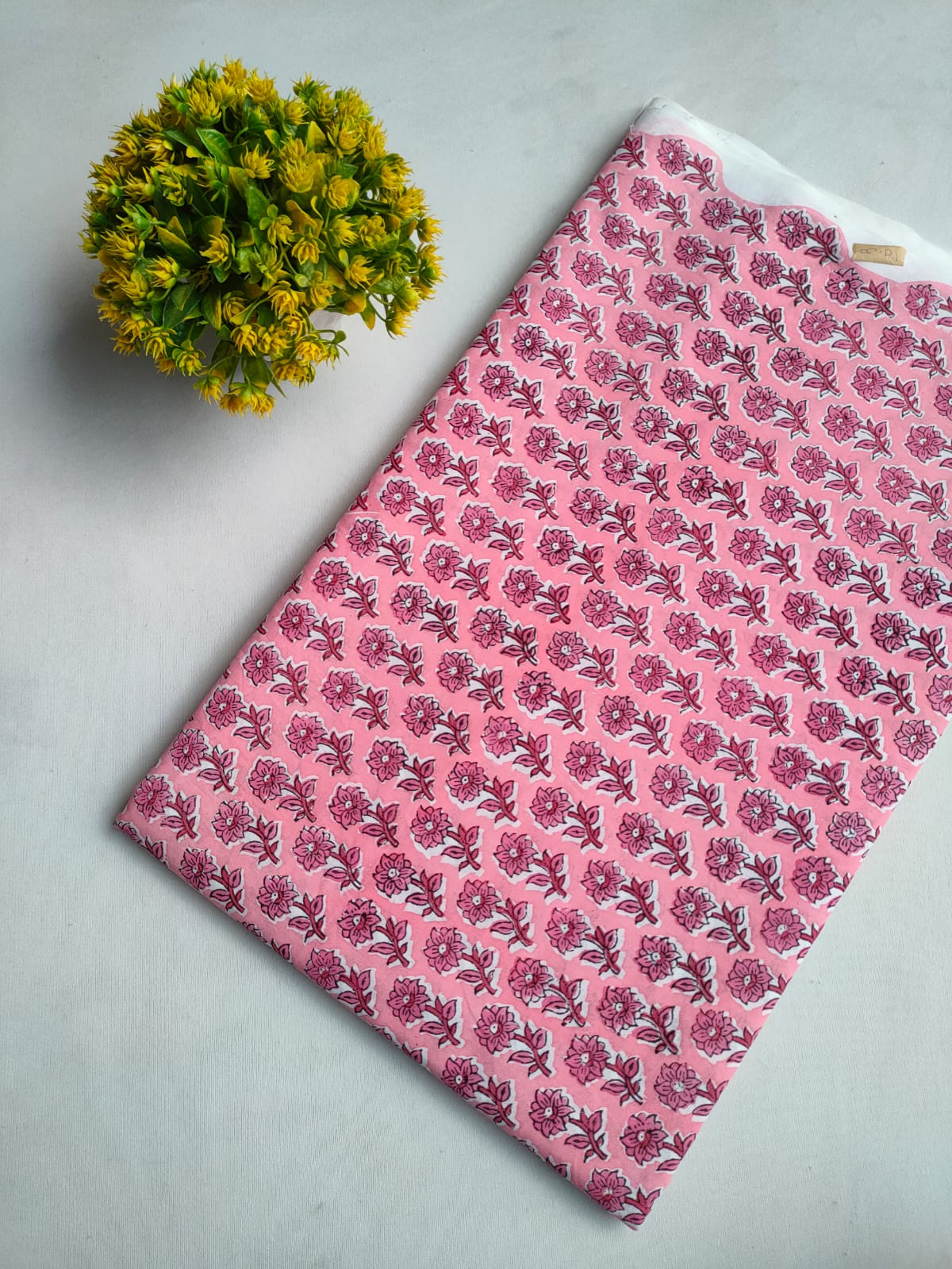 Pink Floral Boota Sanganeri Hand Block Print Pure Cotton Fabric Fabric From Tulsi Prints