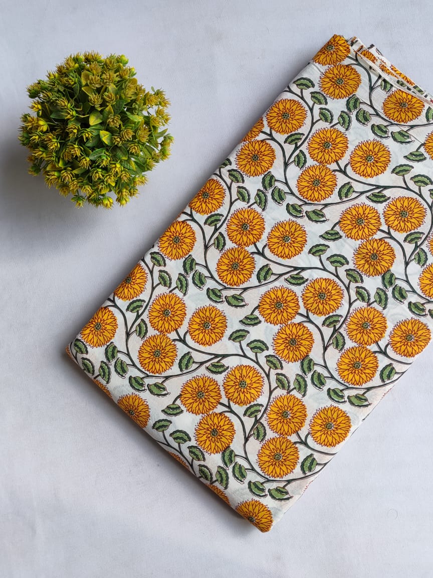 Hand Block Printed Pure Cotton Fabric In Running Length - JBRHS19